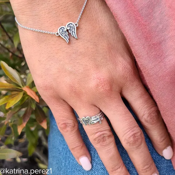 James Avery Artisan Jewelry Rings-Angel Wings And Horizon Cross Ring Set