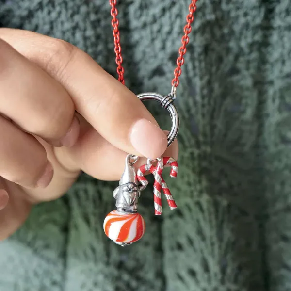 James Avery Artisan Jewelry Charms-Enamel Christmas Gnome Art Glass Charm