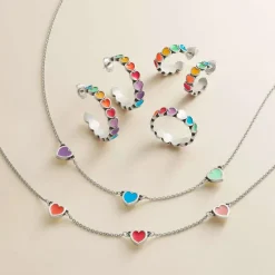 James Avery Artisan Jewelry Necklaces And Chains-Enamel Connected Hearts Necklace