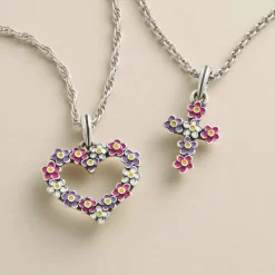 James Avery Artisan Jewelry Pendants-Enamel Floral Cross Pendant