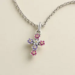 James Avery Artisan Jewelry Pendants-Enamel Floral Cross Pendant