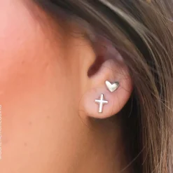 James Avery Artisan Jewelry Earrings-Faith And Love Studs