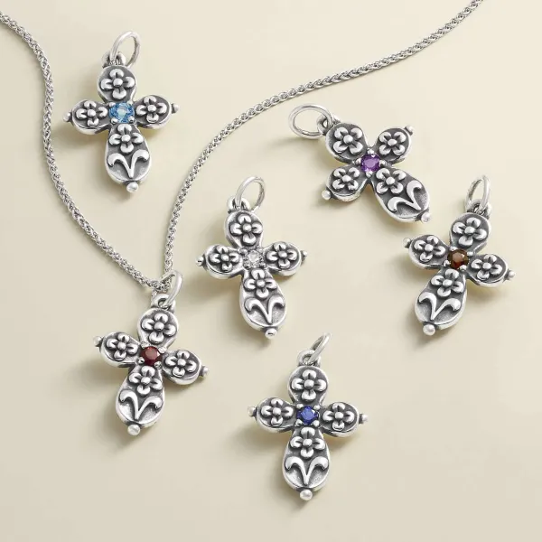 James Avery Artisan Jewelry Charms-Floret Gemstone Cross Charm