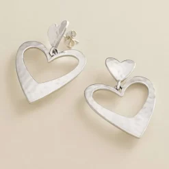 James Avery Artisan Jewelry Earrings-Hammered Double Heart Drop Earrings