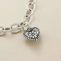 James Avery Artisan Jewelry Charms-Petite Floral Heart Charm