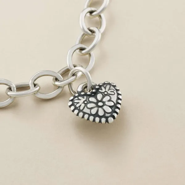 James Avery Artisan Jewelry Charms-Petite Floral Heart Charm