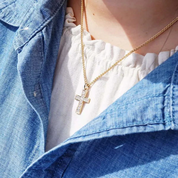 James Avery Artisan Jewelry Pendants-Plain Latin Cross Pendant With Diamonds