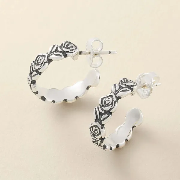 James Avery Artisan Jewelry Earrings-Rose Hoops