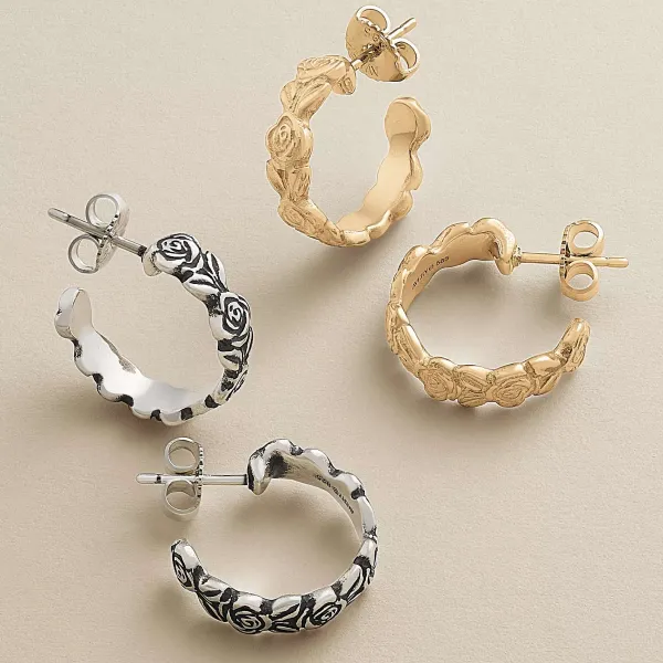 James Avery Artisan Jewelry Earrings-Rose Hoops