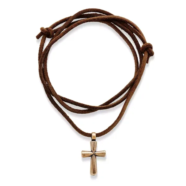 James Avery Artisan Jewelry Necklaces And Chains-Rustic Bronze Cross Leather Necklace