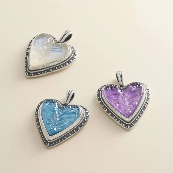 James Avery Artisan Jewelry Pendants-Sculpted Heart And Tulips Layered Gemstone Pendant