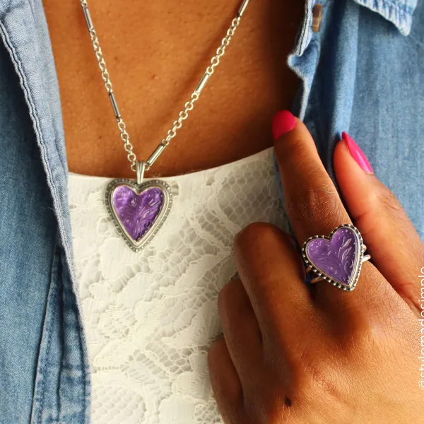 James Avery Artisan Jewelry Pendants-Sculpted Heart And Tulips Layered Gemstone Pendant