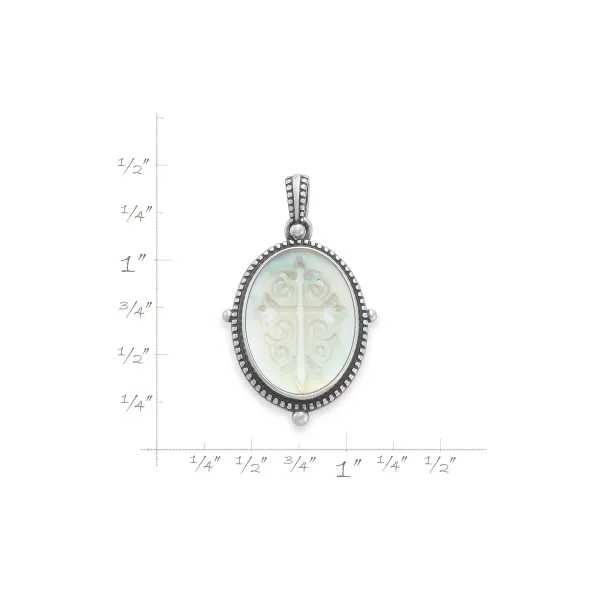 James Avery Artisan Jewelry Pendants-Sculpted Les Fleurs Cross Layered Gemstone Pendant