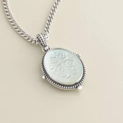 James Avery Artisan Jewelry Pendants-Sculpted Les Fleurs Cross Layered Gemstone Pendant