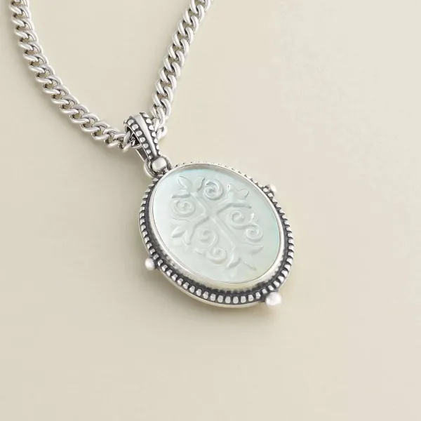 James Avery Artisan Jewelry Pendants-Sculpted Les Fleurs Cross Layered Gemstone Pendant