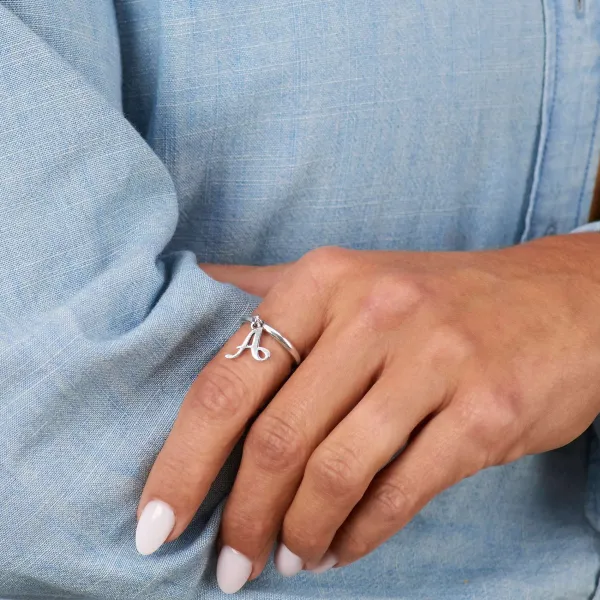 James Avery Artisan Jewelry Rings-Small Script Initial Charm Dangle Ring