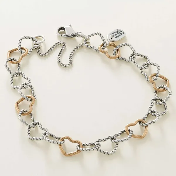 James Avery Artisan Jewelry Bracelets-Twisted Wire Connected Hearts Charm Bracelet