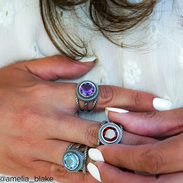 James Avery Artisan Jewelry Rings-Twisted Wire Gemstone Ring