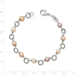James Avery Artisan Jewelry Bracelets-Twisted Wire Link Bracelet With Multi-Colored Cultured Pearls