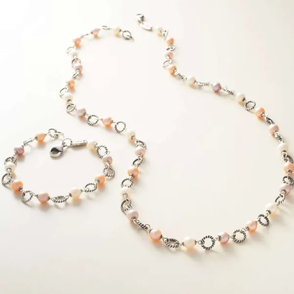 James Avery Artisan Jewelry Bracelets-Twisted Wire Link Bracelet With Multi-Colored Cultured Pearls